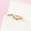 Wave Brass Micro Pave Cubic Zirconia Adjustable Rings RJEW-S400-15G-3