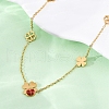 304 Stainless Steel FireBrick Enamel Ladybug Clover Link Chain Necklaces NJEW-R026-11G-3