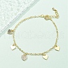 Brass Micro Pave Clear Cubic Zirconia Charm Bracelets for Women BJEW-C083-07G-2