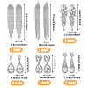 FIBLOOM 6 Pairs 6 Style Alloy Rhinestone Teardrop Dangle Clip-on Earrings EJEW-FI0002-91-2