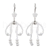 Bowknot with Star Natural Shell & Glass Seed Dangle Earring EJEW-MZ00123-1