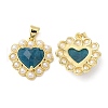 Ion Plating(IP) Natural Mixed Gemstone Heart Pendant with Plastic Pearl Beaded G-E599-05G-3