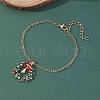 Christmas Wreath & Bell Alloy Rhinestone Pendant Necklaces & Dangle Earrings & Charm Bracelets & Brooch Sets WG06691-09-3