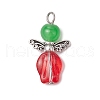 Natural & Dyed Malaysia Jade Bead with Handmade Lampwork Beads and Tibetan Style Alloy Fairy Wing Beads and 304 Stainless Steel Flat Head Pins Pendants PALLOY-JF03620-3