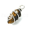 Natural Mixed Stone Double Terminal Pointed Pendants PALLOY-JF02802-02-4