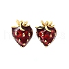 Brass Enamel Stud Earrings EJEW-F372-01A-G-2
