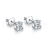 Fashionable Sterling Silver Clear Cubic Zirconia Stud Earrings MX3560-2-1
