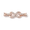Rack Plating Brass Micro Pave Cubic Zirconia Fold Over Clasps KK-K377-12RG-1