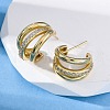 Triple C-Shaped Brass Micro Pave Clear Cubic Zirconia Stud Earrings EJEW-R025-11G-3