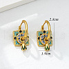 Flat Round with Flower Ethnic Style Brass Enamel Hoop Earrings FS-WG90927-01-3