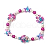 Starfish & Turtle Synthetic Turquoise Dyed Beads Stretch Bracelets for Women BJEW-JB11920-04-2