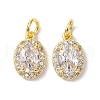 Brass Micro Pave Clear Cubic Zirconia Charms KK-K360-17G-1