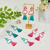FIBLOOM 4 Pairs 4 Colors Alloy Flamingo Dangle Earrings EJEW-FI0003-20-4