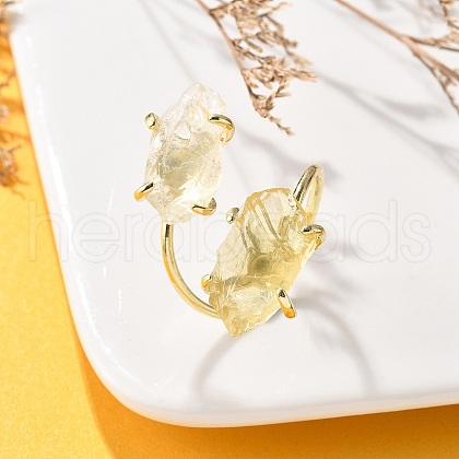 Natural Lemon Quartz Cuff Rings RJEW-B122-02G-01-1