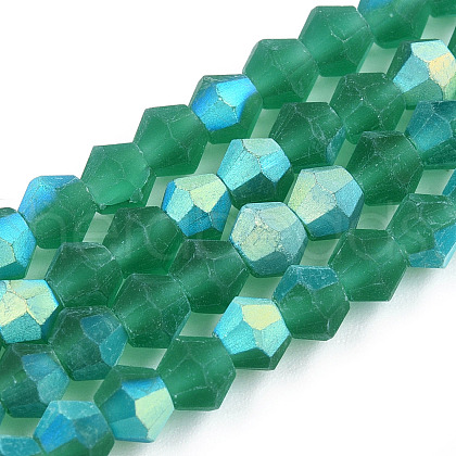 Imitate Austrian Crystal Bicone Frosted Glass Beads Strands EGLA-A039-T6mm-MB10-1
