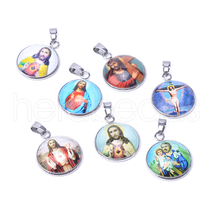 Jesus Theme Glass Pendants X-GLAA-R187-P-1