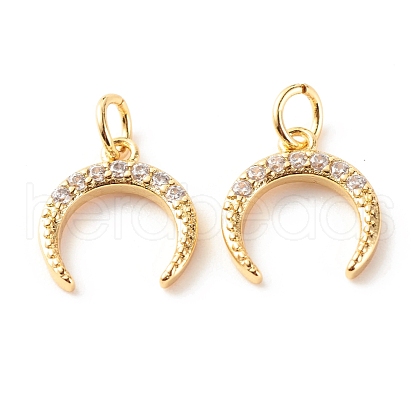 Brass Micro Pave Clear Cubic Zirconia Pendants ZIRC-P094-24G-RS-1