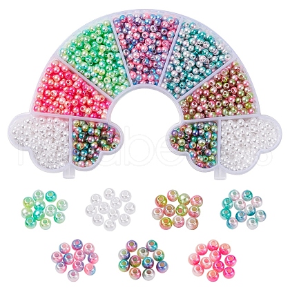 7 Style ABS Plastic Imitation Pearl Beads OACR-YW0001-21-1