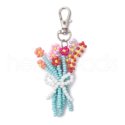 Mother's Day Bouquet Glass Seed Beaded Pendant Decoration HJEW-JM02561-03-1