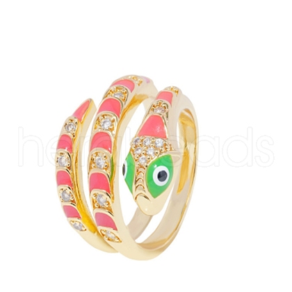 Brass Micro Pave Clear Cubic Zirconia Finger Rings RJEW-H243-01G-02-1