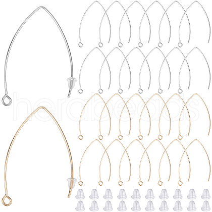 SOFPLATE 40Pcs 2 Colors 304 Stainless Steel Earring Hooks STAS-SP0001-41-1