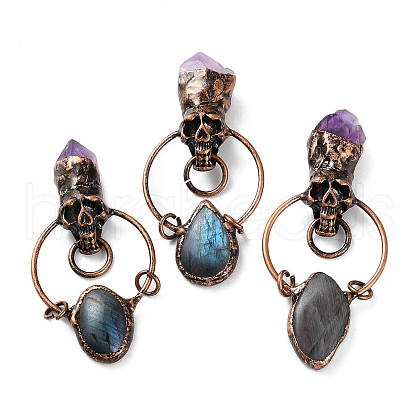 Natural Amethyst & Labradorite Big Pendants G-A227-05R-1