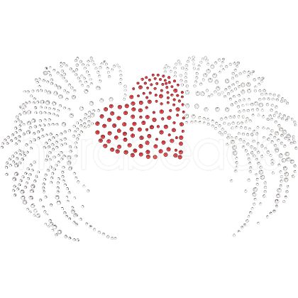 Heart with Wing Glitter Hotfix Rhinestone DIY-WH0301-41-1