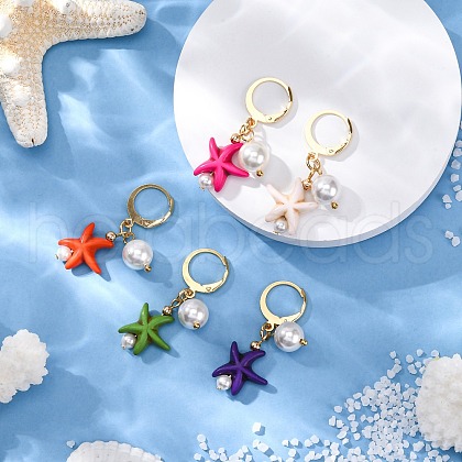 Starfish Synthetic Turquoise Pendant Decoration HJEW-TA00345-1