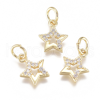 Brass Micro Pave Cubic Zirconia Charms X-ZIRC-F111-15G-1