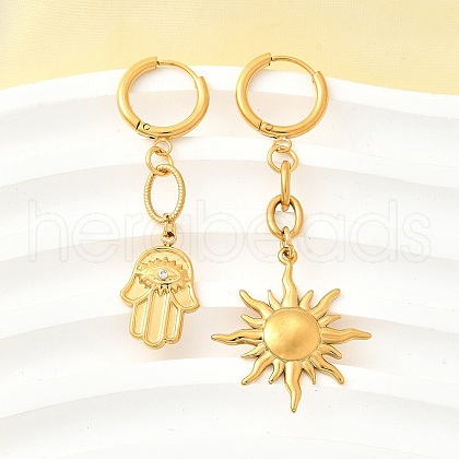 Sun & Palm 304 Stainless Steel Micro Pave Clear Cubic Zirconia Hoop Earrings EJEW-B140-09G-1