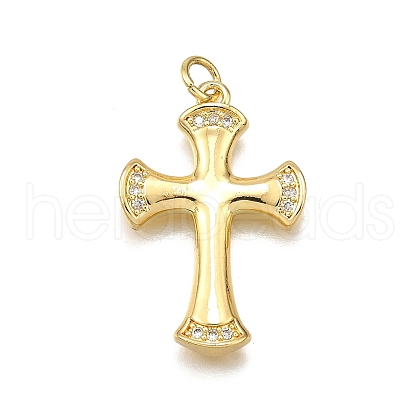 Brass Micro Pave Cubic Zirconia Pendants KK-Z100-38G-02-1