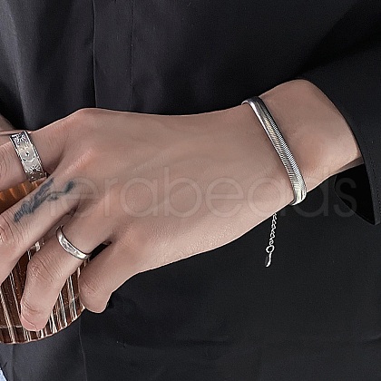 304 Stainless Steel Snake Chain Bracelets for Women BJEW-M096-03P-1
