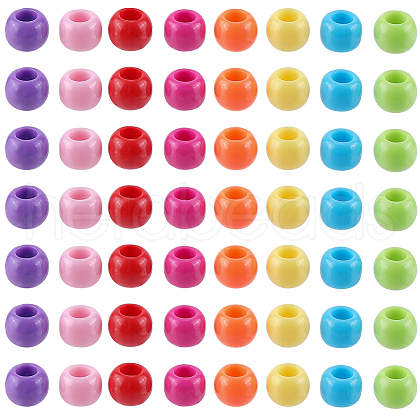 SOFPLATE 400Pcs Acrylic European Beads MACR-SP0001-02-1