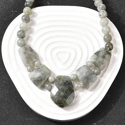 Natural Labradorite Faceted Bib Graduated Beaded Necklaces for Women NJEW-B128-01P-1