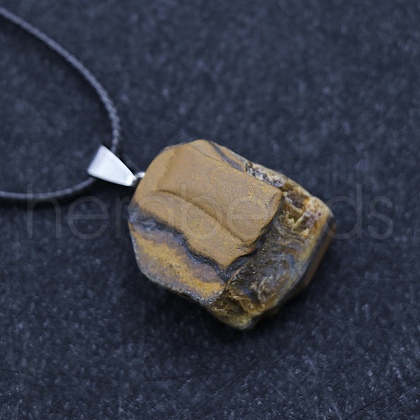 Natural Tiger Eye Raw Rough Nuggets Pendant Necklace FS-WG50F2C-01-1