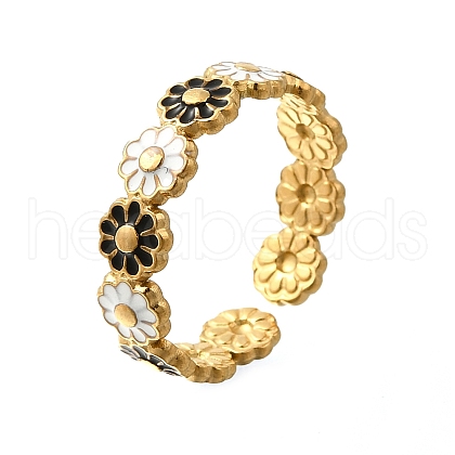 304 Stainless Steel Enamel Open Cuff Rings RJEW-M072-01G-01-1