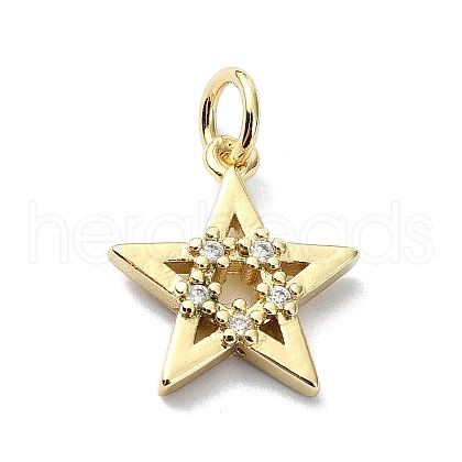 Brass Micro Pave Clear Cubic Zirconia Charms KK-H475-59G-01-1