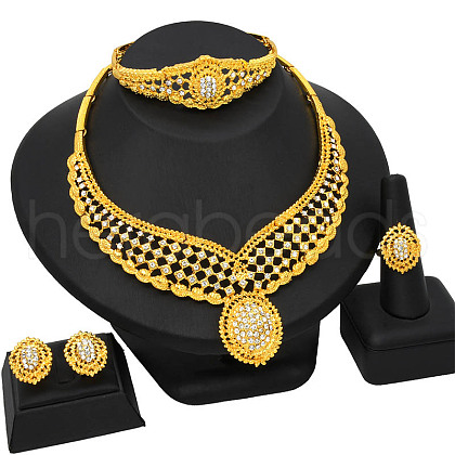Alloy Crystal Rhinestone Bracelets & Earrings & Necklaces & Rings Sets FS-WG33E51-01-1