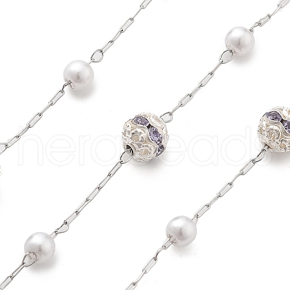 Handmade ABS Imitation Pearl & Rhinestone Round Chains CHS-L028-03P-03-1
