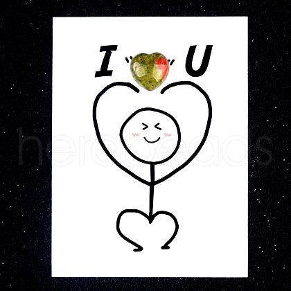 Natural Unakite Heart Display Decorations PW-WG5A099-02-1