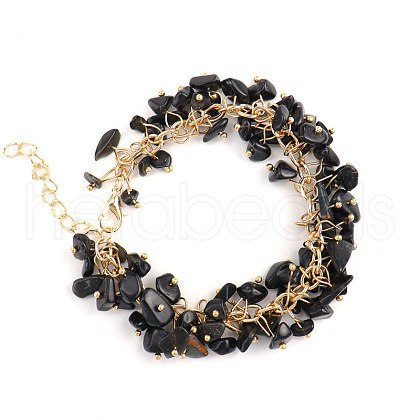 Natural Black Quartz CrystalBead Bracelets PW-WG73957-12-1