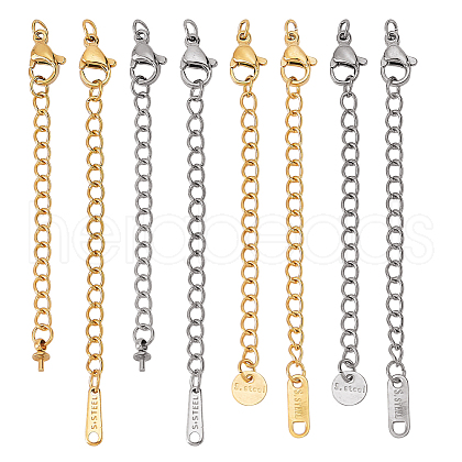 AHADERMAKER 32Pcs 8 Colors Stainless Steel Cable Chain Chain Extender FIND-GA0004-24-1
