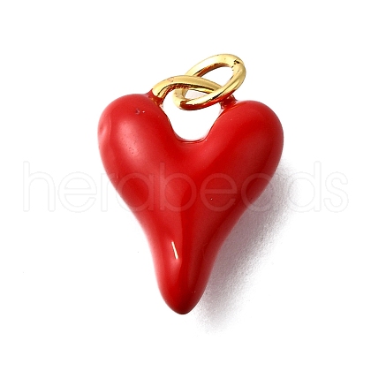 Brass Red Enamel Charms KK-Z102-23G-02-1