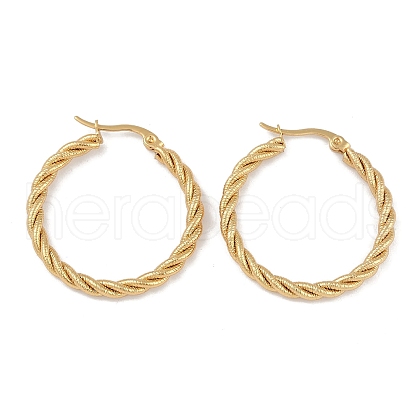 PVD Vacuum Plating 201 Stainless Steel Twist Hoop Earrings EJEW-I309-57B-G-1