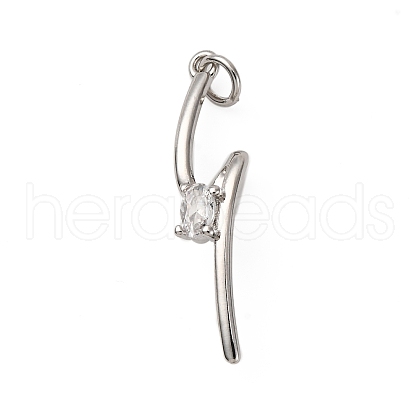 Brass Micro Pave Cubic Zirconia Pendants KK-P308-42P-1