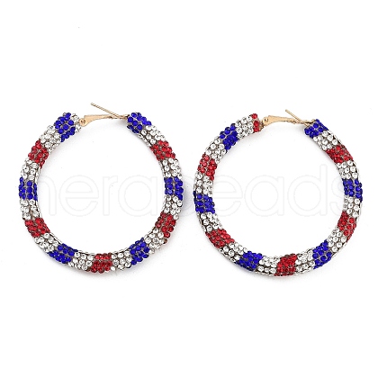 Independence Day Theme Alloy Rhinestone Hoop Earrings for Women EJEW-F335-02KCG-1-1