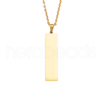 Geometric Mirror Stainless Steel Rectangle Pendant Necklaces LQ6179-1-1