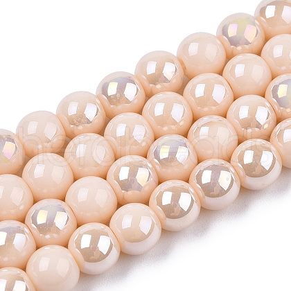 Electroplate Opaque Glass Beads Strands X-GLAA-T032-P6mm-AB09-1