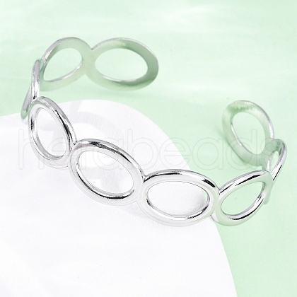 304 Stainless Steel Cuff Bangles for Women BJEW-D306-02P-1