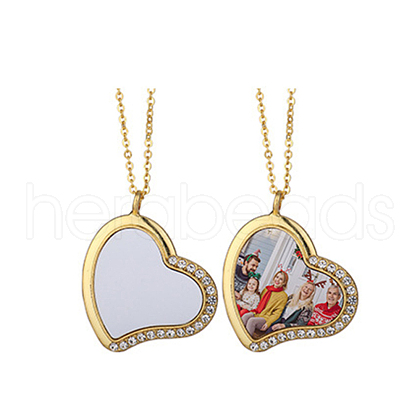 Sublimation Blank Aluminum Pendant Necklace NJEW-E020-03G-03-1